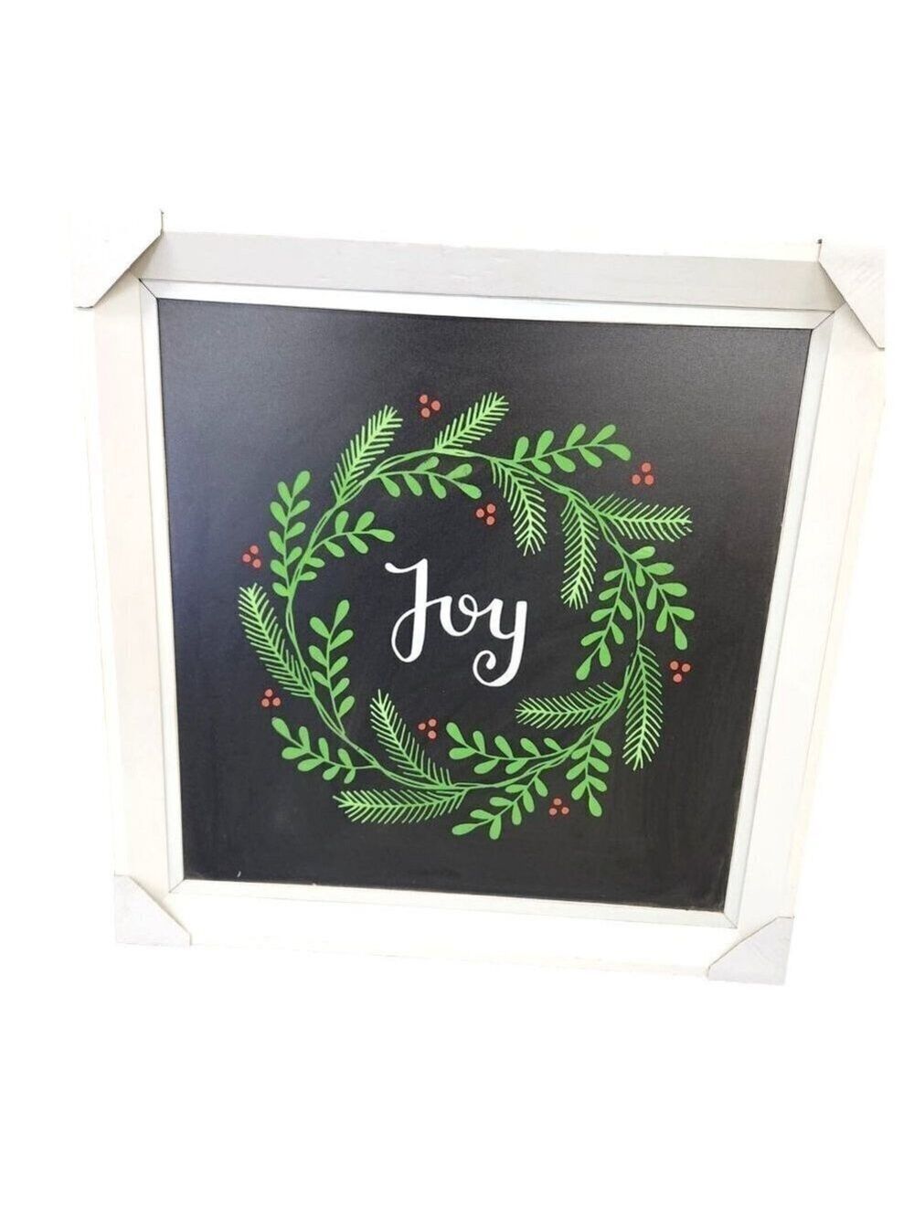 Flower Barn by Robin Joy Wreath Sign 22x22 Chalkboard White Frame